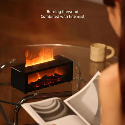 Transform Your Space with the USB-Powered Simulation Fireplace Humidifier - A Cozy and Stylish Flame Diffuser for Home and Office