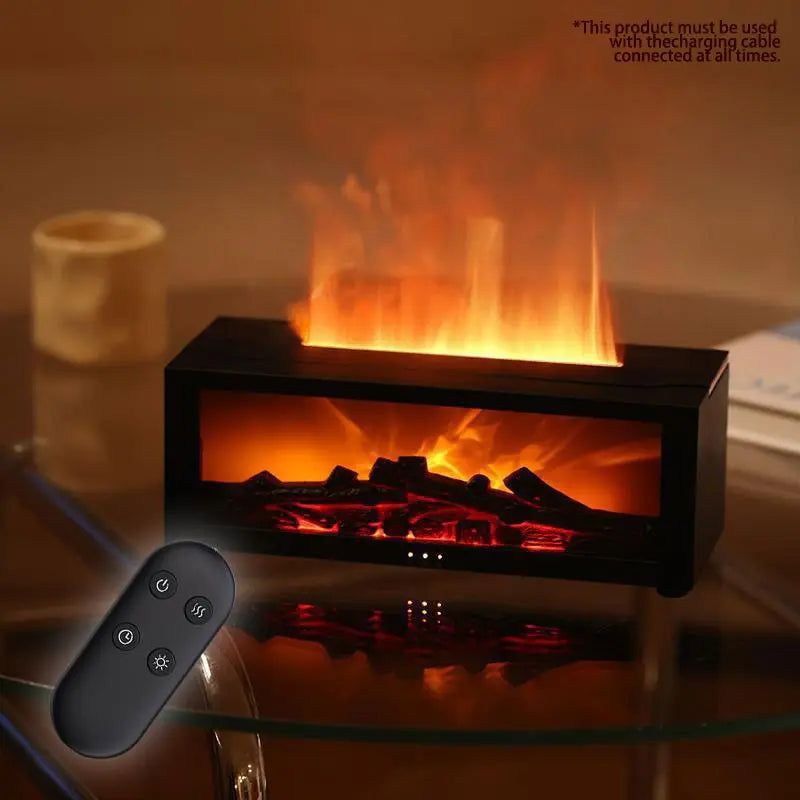 Transform Your Space with the USB-Powered Simulation Fireplace Humidifier - A Cozy and Stylish Flame Diffuser for Home and Office
