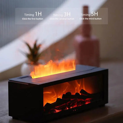 Transform Your Space with the USB-Powered Simulation Fireplace Humidifier - A Cozy and Stylish Flame Diffuser for Home and Office